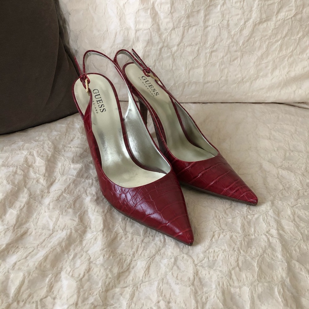 Vintage Guess Carrie Red Croc Heels